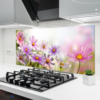 Kitchen Splashback Flowers floral pink green