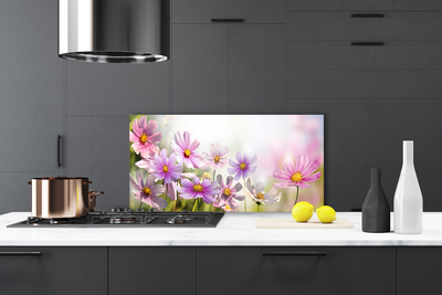 Kitchen Splashback Flowers floral pink green