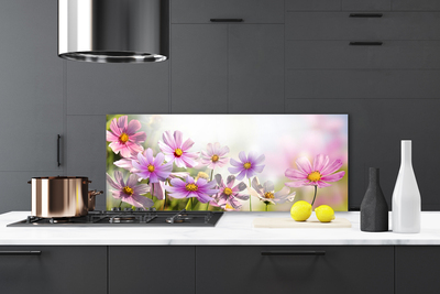 Kitchen Splashback Flowers floral pink green