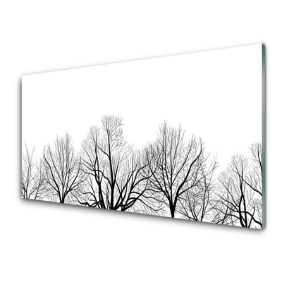 Kitchen Splashback Trees nature black