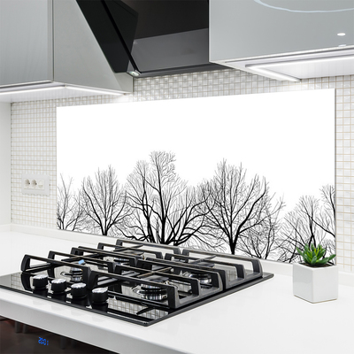 Kitchen Splashback Trees nature black