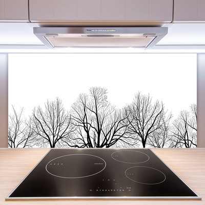 Kitchen Splashback Trees nature black