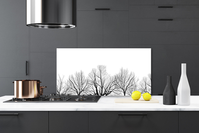 Kitchen Splashback Trees nature black