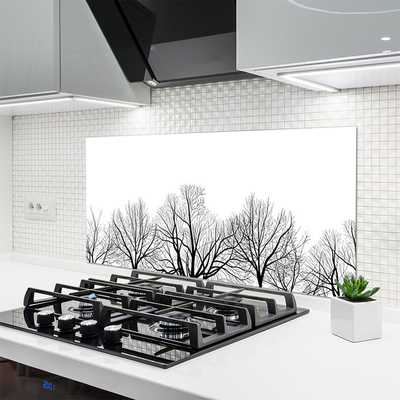 Kitchen Splashback Trees nature black