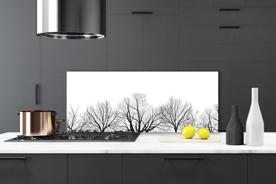 Kitchen Splashback Trees nature black