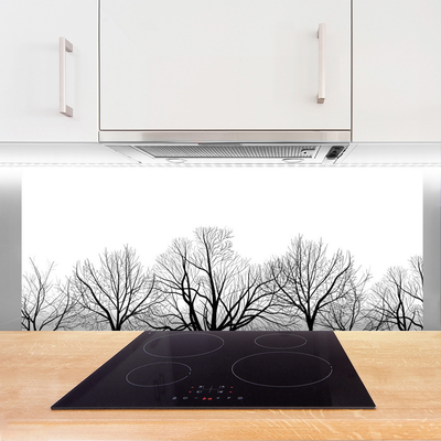 Kitchen Splashback Trees nature black