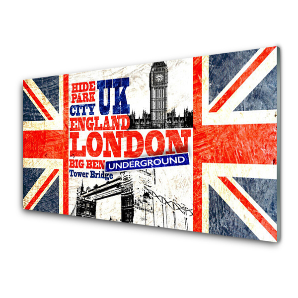 Kitchen Splashback London flag art blue white red grey