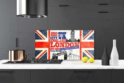 Kitchen Splashback London flag art blue white red grey