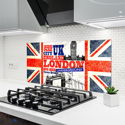 Kitchen Splashback London flag art blue white red grey