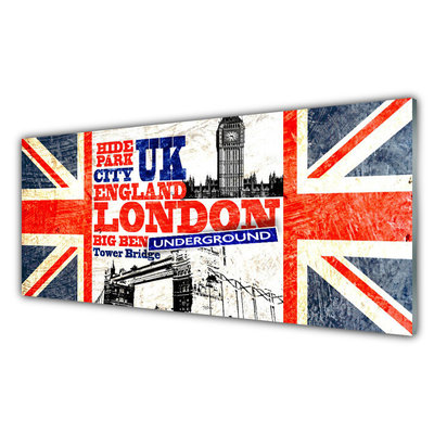 Kitchen Splashback London flag art blue white red grey