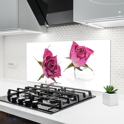 Kitchen Splashback Roses floral red green