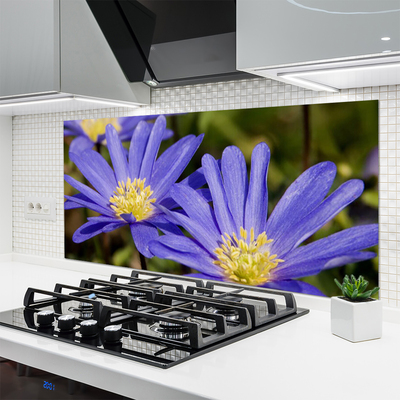 Kitchen Splashback Flowers floral purple