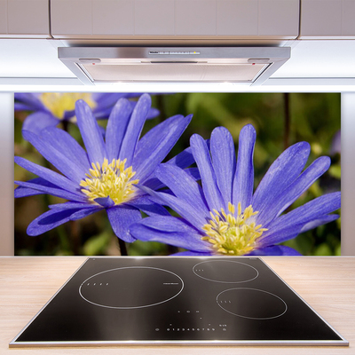 Kitchen Splashback Flowers floral purple