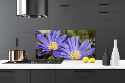 Kitchen Splashback Flowers floral purple