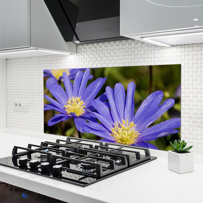 Kitchen Splashback Flowers floral purple