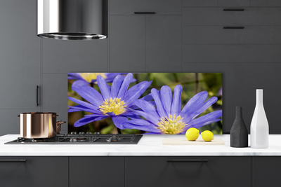 Kitchen Splashback Flowers floral purple