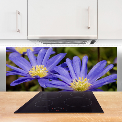 Kitchen Splashback Flowers floral purple