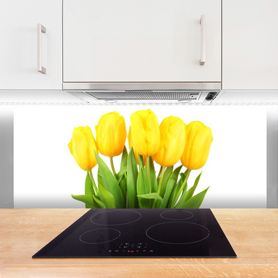 Kitchen Splashback Tulips floral yellow
