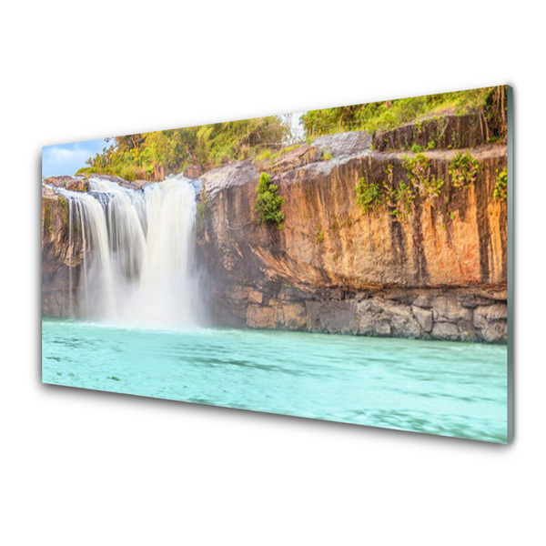 Kitchen Splashback Waterfall lake landscape blue white brown green