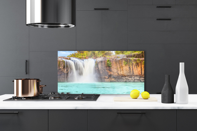 Kitchen Splashback Waterfall lake landscape blue white brown green