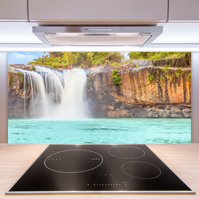 Kitchen Splashback Waterfall lake landscape blue white brown green