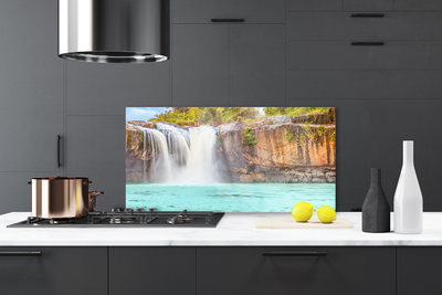 Kitchen Splashback Waterfall lake landscape blue white brown green