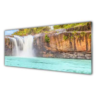 Kitchen Splashback Waterfall lake landscape blue white brown green