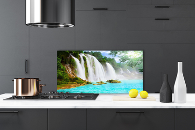 Kitchen Splashback Waterfall lake nature blue white brown green