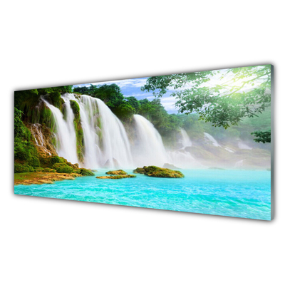 Kitchen Splashback Waterfall lake nature blue white brown green