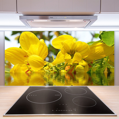 Kitchen Splashback Flowers floral yellow