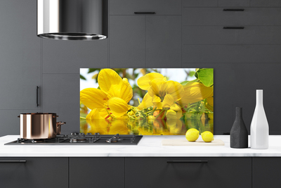 Kitchen Splashback Flowers floral yellow