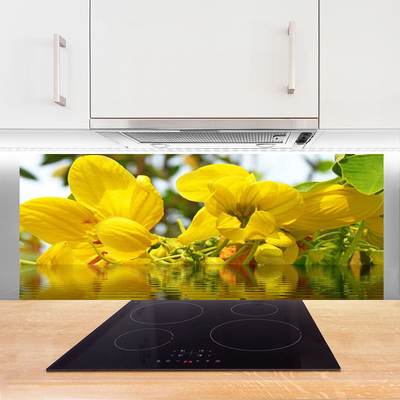 Kitchen Splashback Flowers floral yellow