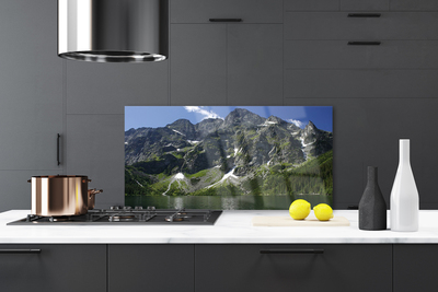 Kitchen Splashback Mountains lake forest landscape green grey