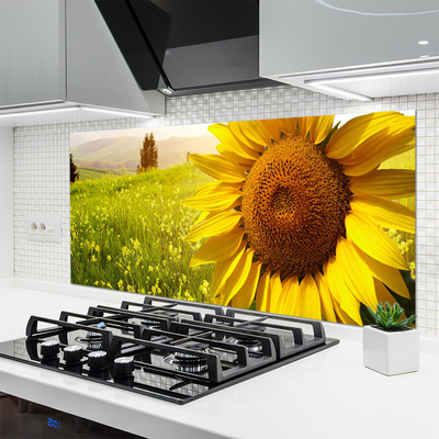 Kitchen Splashback Sunflower floral yellow brown