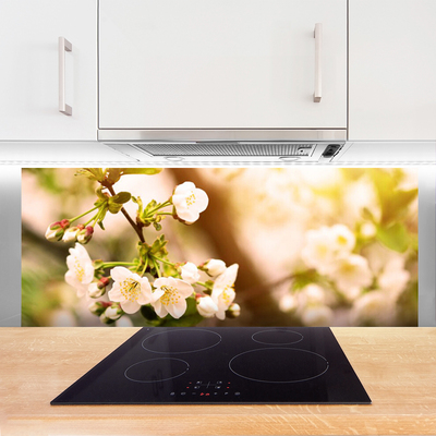 Kitchen Splashback Flowers floral white