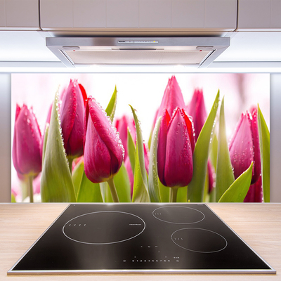 Kitchen Splashback Tulips floral red