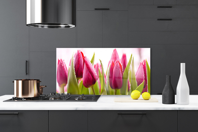 Kitchen Splashback Tulips floral red