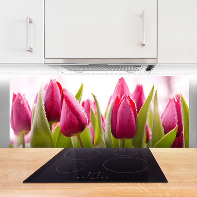 Kitchen Splashback Tulips floral red