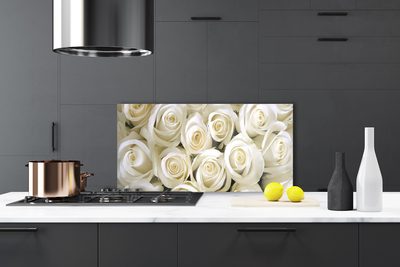 Kitchen Splashback Roses floral white