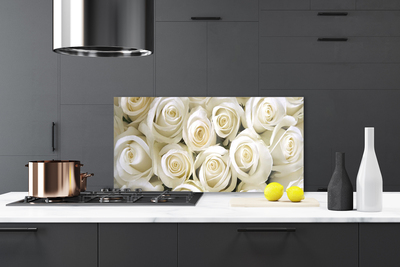 Kitchen Splashback Roses floral white