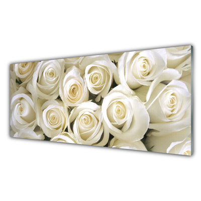 Kitchen Splashback Roses floral white