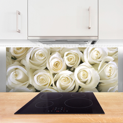 Kitchen Splashback Roses floral white