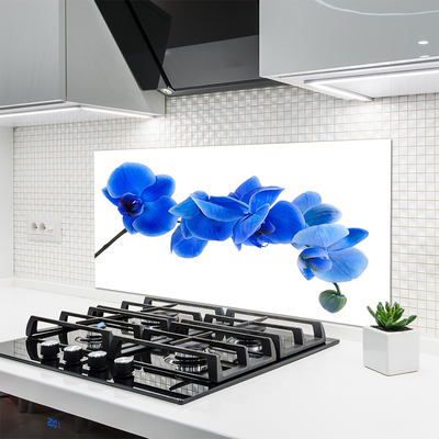 Kitchen Splashback Flower floral blue