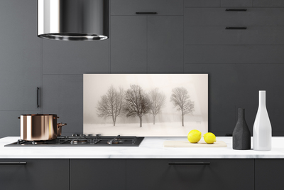 Kitchen Splashback Snow trees landscape white brown