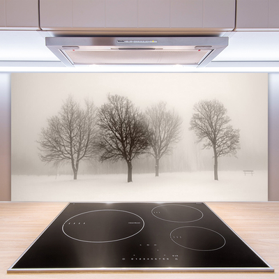 Kitchen Splashback Snow trees landscape white brown