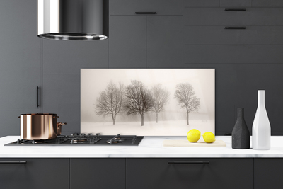 Kitchen Splashback Snow trees landscape white brown