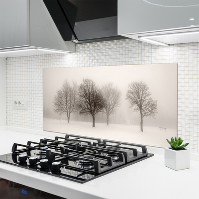 Kitchen Splashback Snow trees landscape white brown