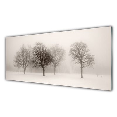 Kitchen Splashback Snow trees landscape white brown