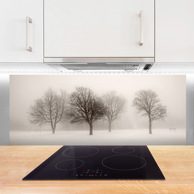 Kitchen Splashback Snow trees landscape white brown