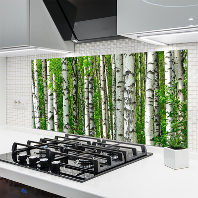 Kitchen Splashback Forest nature black white green